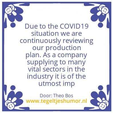 Tegeltje: COVID – 19 Statement