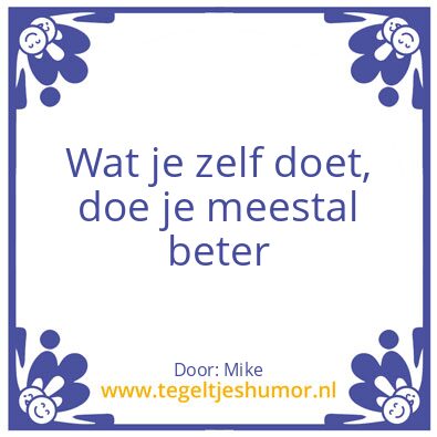 Tegeltje: Zelf doen