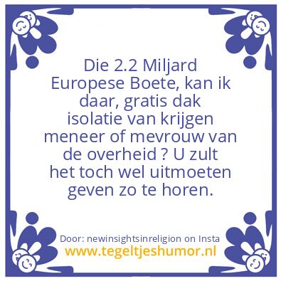 Tegeltje: Europese Boete ?