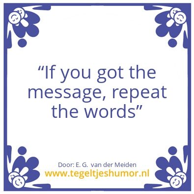 Tegeltje: De les