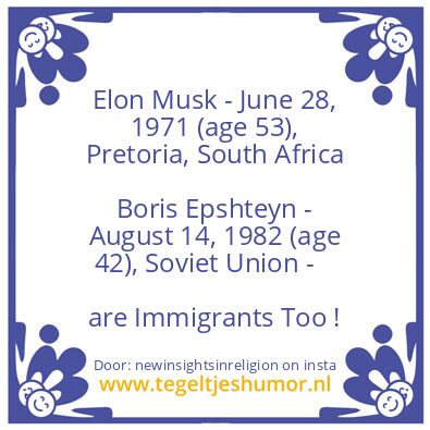 Tegeltje: Immigrants