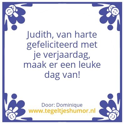 Tegeltje: Judith Verjaardag