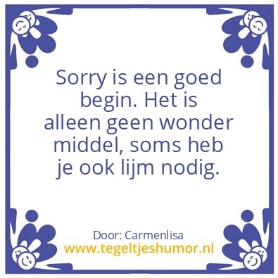 Tegeltje: Sorry