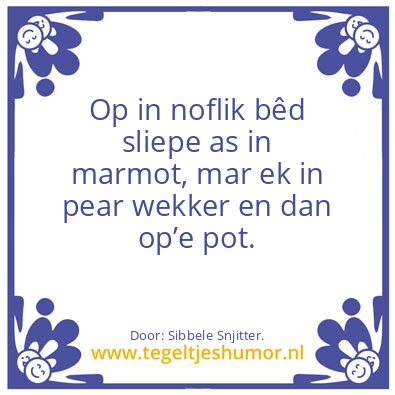 Tegeltje: Sliepe …