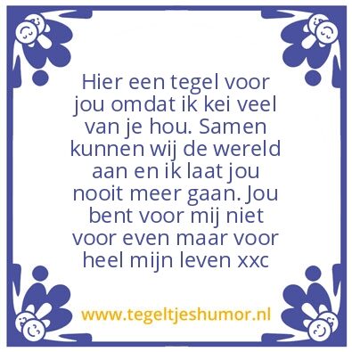 Tegeltje: Voor jou