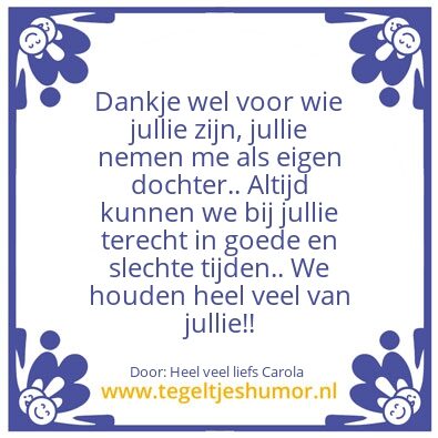 Tegeltje: Lieve schoonouders,