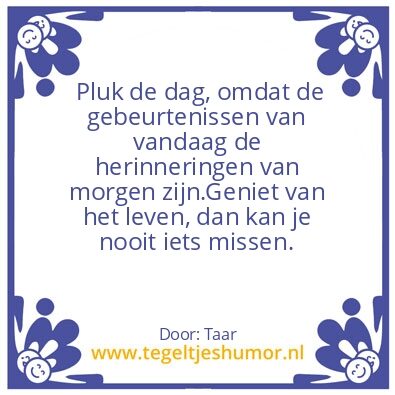 Tegeltje: Pluk de dag…