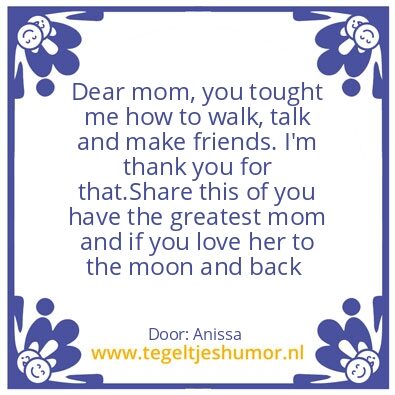 Tegeltje: Dear mom