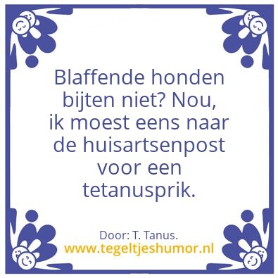 Tegeltje: Blaffende