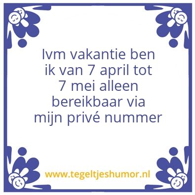 Tegeltje: Vakantie