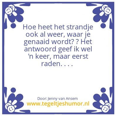 Tegeltje: ’n raadsel. . .
