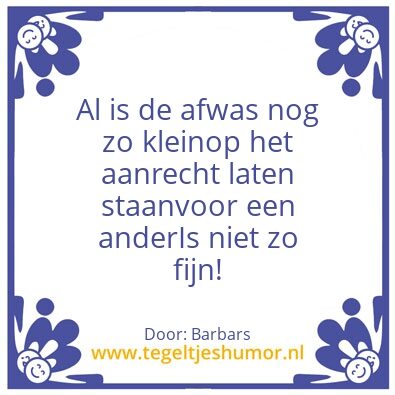Tegeltje: Afwas op aanrecht