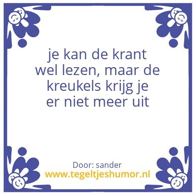 Tegeltje: krant lezen…