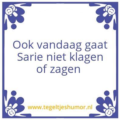 Tegeltje: Sarie