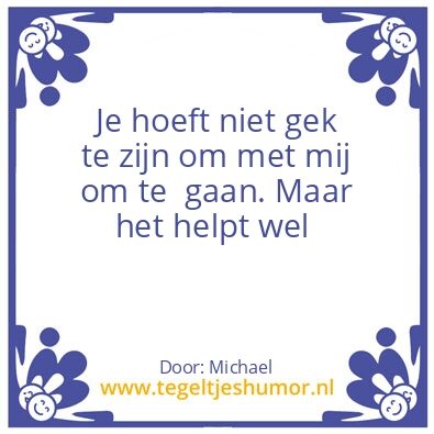 Tegeltje: Gek zijn!