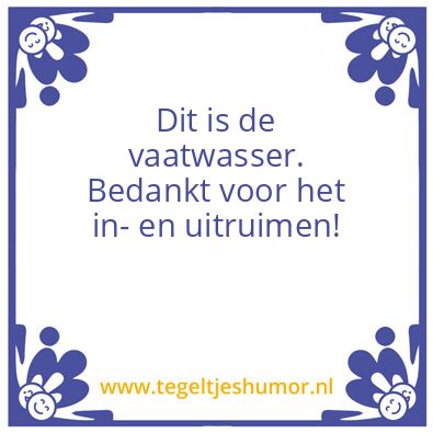 Tegeltje: Vaatwasser