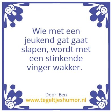 Tegeltje: De stinkende vinger