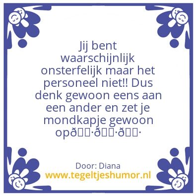 Tegeltje: Mondkapje