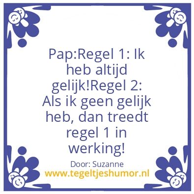 Tegeltje: Huisregel