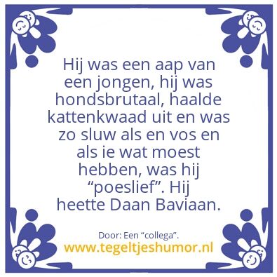 Tegeltje: Een aap van een jongen.