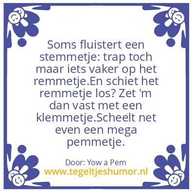 Tegeltje: Pemmetje