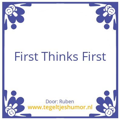 Tegeltje: Voordenken
