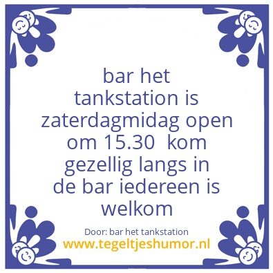 Tegeltje: bar het tankstation