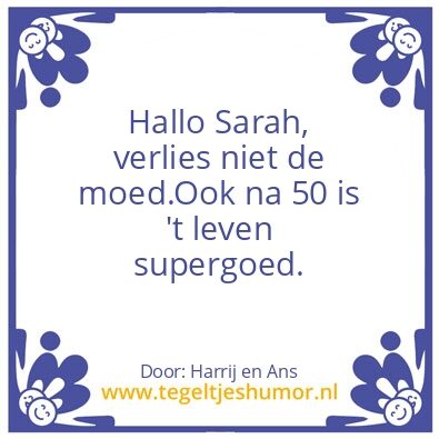 Tegeltje: gefeliciteerd sarah