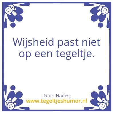 Tegeltje: Wijsheid