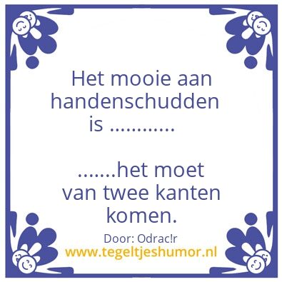 Tegeltje: Handjeschudden