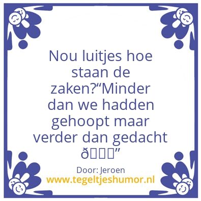 Tegeltje: Hoe staat het ?