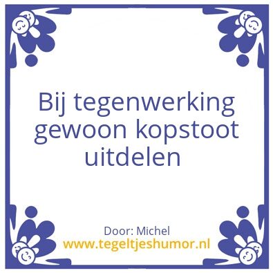 Tegeltje: Kopstoot