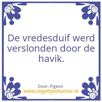 Tegeltje: De vredesduif.