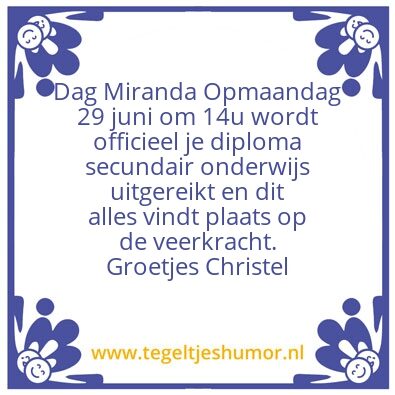 Tegeltje: De aanhouder wint!