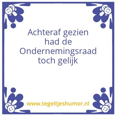 Tegeltje: Ondernemingsraad