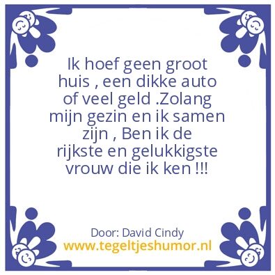 Tegeltje: Geluk zit niet in rijkdom