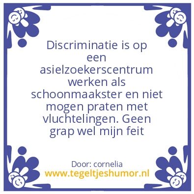 Tegeltje: discriminatie is