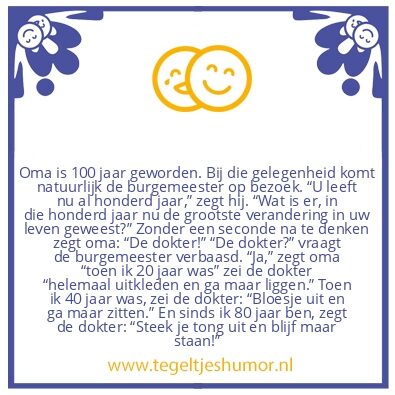 Tegeltje: Oma is 100 jaar