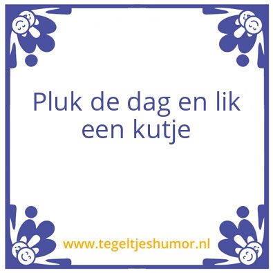 Tegeltje: Pluk de dag en lik een kutje..