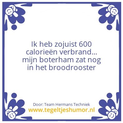 Tegeltje: calorieen