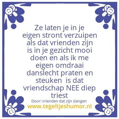 Tegeltje: Zogenaamde vrienden