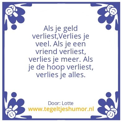 Tegeltje: Als je geld verliest