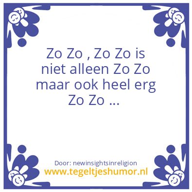 Tegeltje: Zo Zo