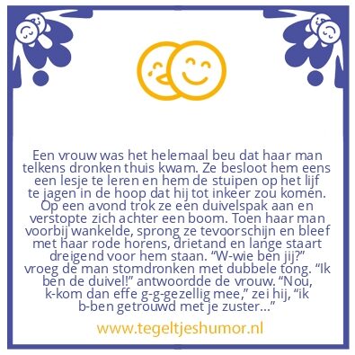 Tegeltje: Vrouw pakt dronken man aan