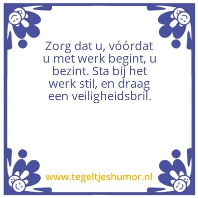 Tegeltje: Safety first
