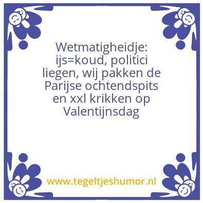 Tegeltje: Wetmatigheidje