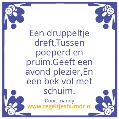 Tegeltje: druppels dreft