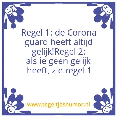 Tegeltje: corona guard