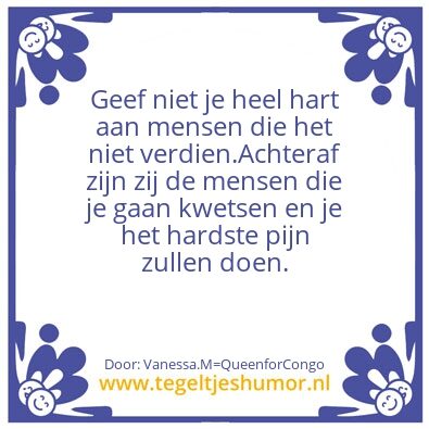 Tegeltje: Speel niet met gevoelens
