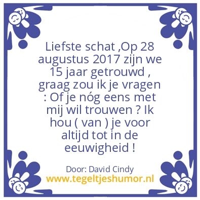 Tegeltje: Wil je opnieuw met mij trouwen